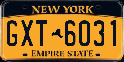 NY license plate GXT6031