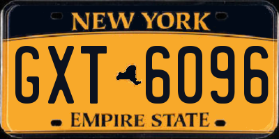 NY license plate GXT6096