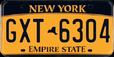 NY license plate GXT6304