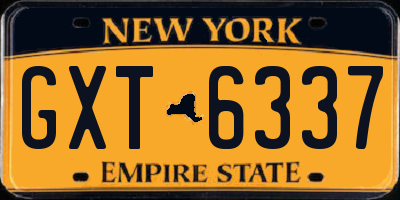NY license plate GXT6337