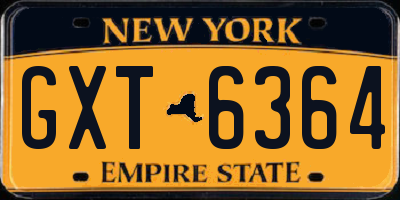 NY license plate GXT6364