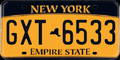 NY license plate GXT6533