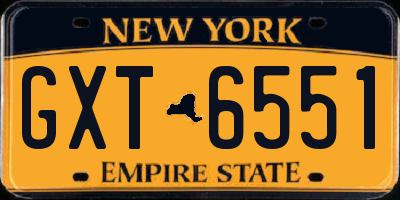 NY license plate GXT6551