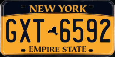 NY license plate GXT6592