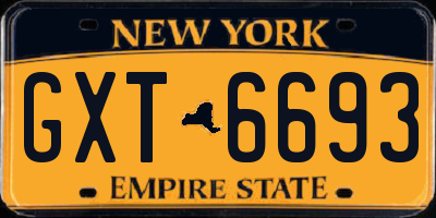 NY license plate GXT6693