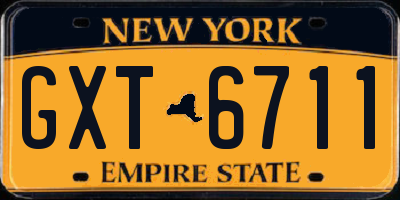 NY license plate GXT6711