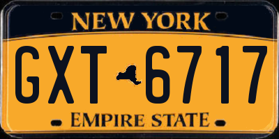 NY license plate GXT6717