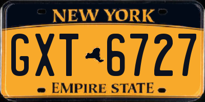 NY license plate GXT6727