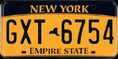 NY license plate GXT6754