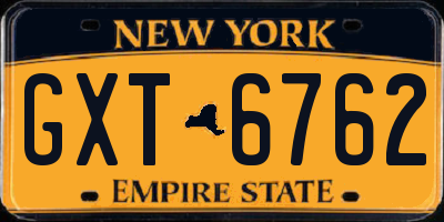 NY license plate GXT6762
