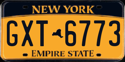 NY license plate GXT6773
