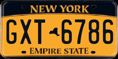 NY license plate GXT6786