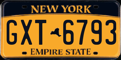 NY license plate GXT6793