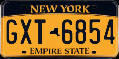 NY license plate GXT6854
