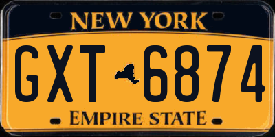 NY license plate GXT6874