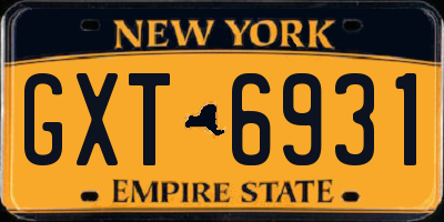 NY license plate GXT6931