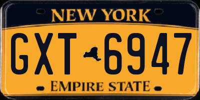 NY license plate GXT6947