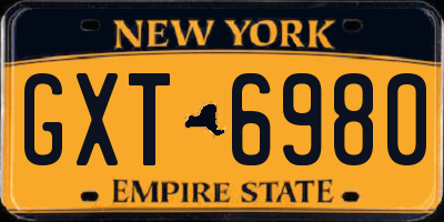 NY license plate GXT6980