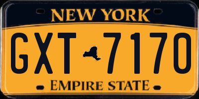 NY license plate GXT7170
