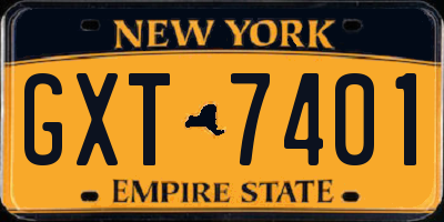 NY license plate GXT7401