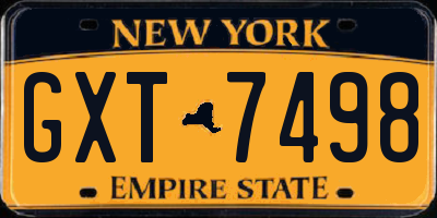 NY license plate GXT7498