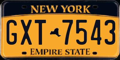 NY license plate GXT7543