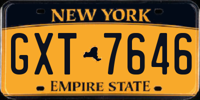 NY license plate GXT7646