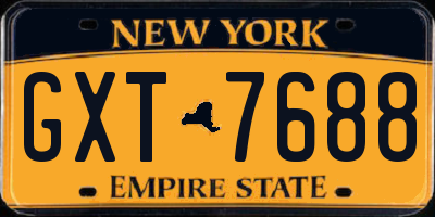 NY license plate GXT7688
