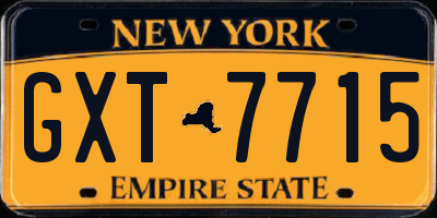 NY license plate GXT7715