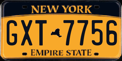NY license plate GXT7756