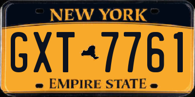 NY license plate GXT7761