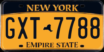 NY license plate GXT7788