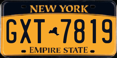 NY license plate GXT7819