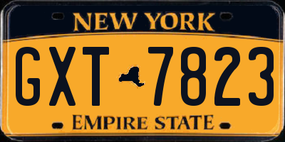 NY license plate GXT7823