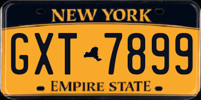 NY license plate GXT7899