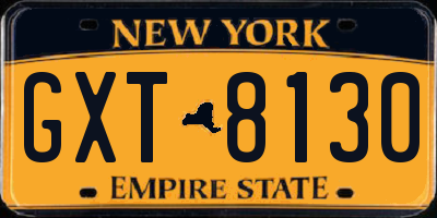 NY license plate GXT8130