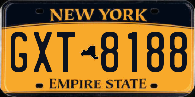 NY license plate GXT8188