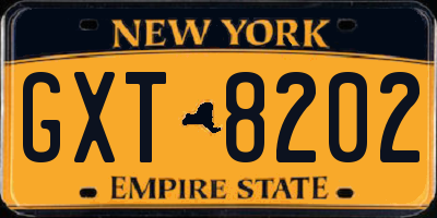 NY license plate GXT8202