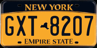 NY license plate GXT8207