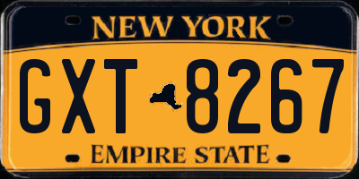 NY license plate GXT8267