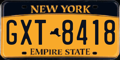 NY license plate GXT8418