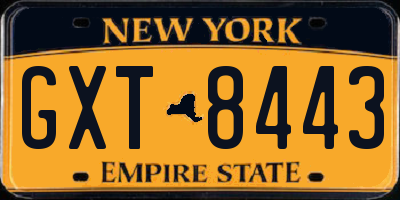 NY license plate GXT8443