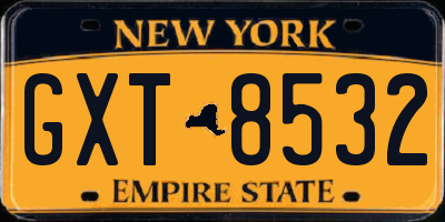NY license plate GXT8532