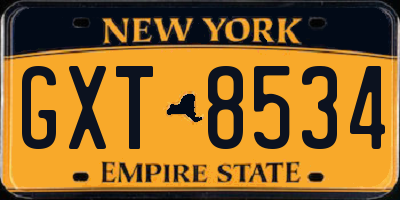 NY license plate GXT8534