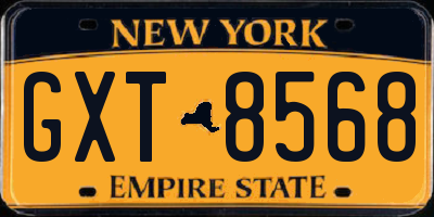 NY license plate GXT8568