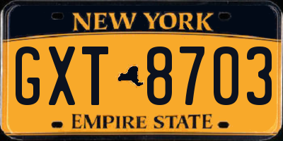NY license plate GXT8703
