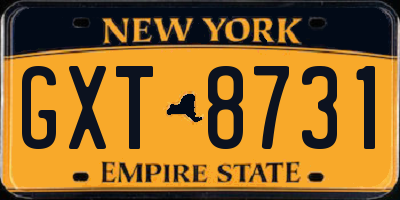 NY license plate GXT8731