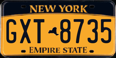 NY license plate GXT8735