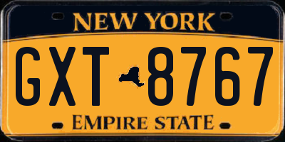 NY license plate GXT8767