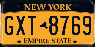 NY license plate GXT8769